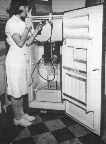 Nurse with goop fridge from study