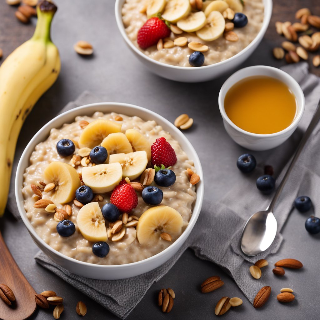 Oatmeal and fruit and nuts