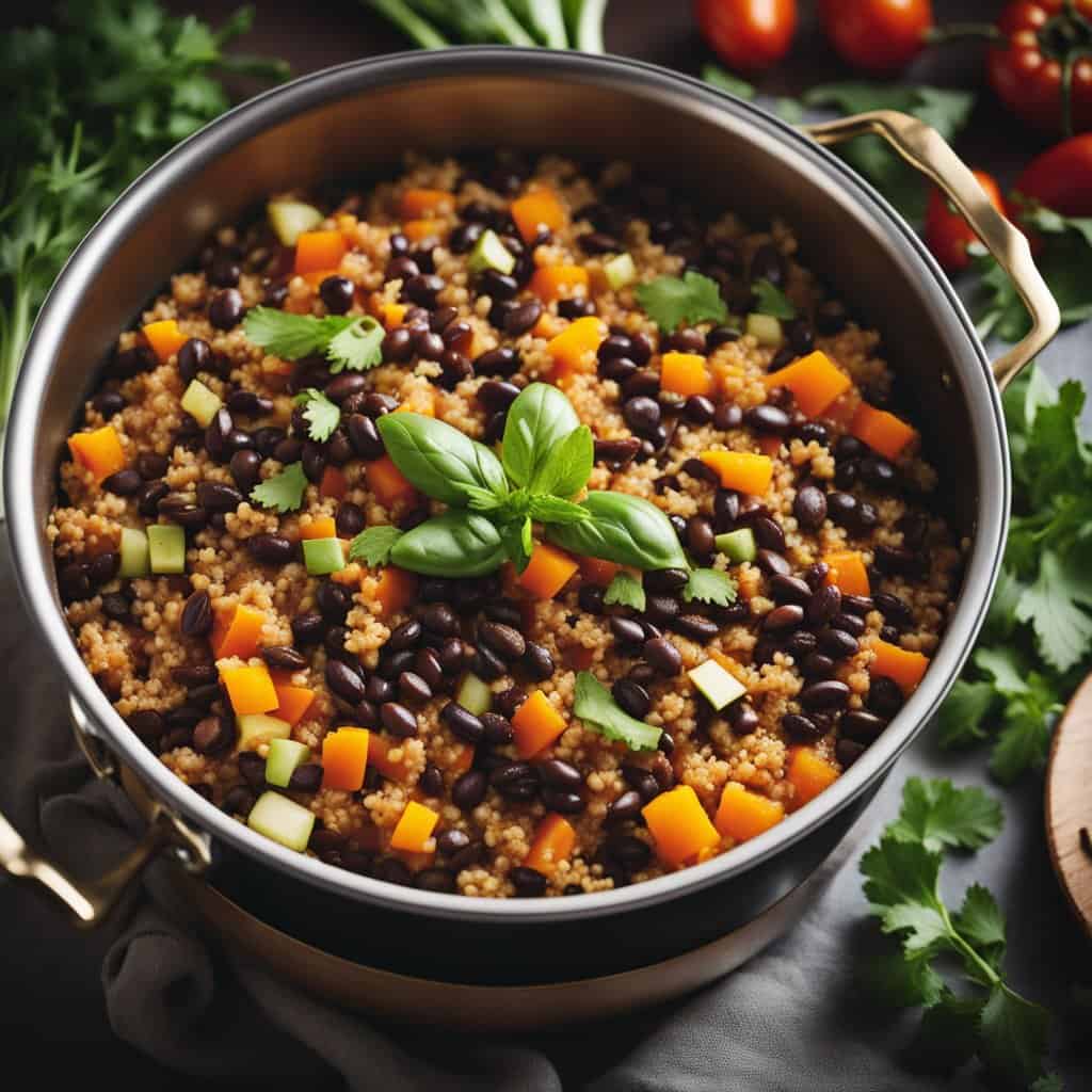 Quinoa and Black Bean Chili Sweet potatoes