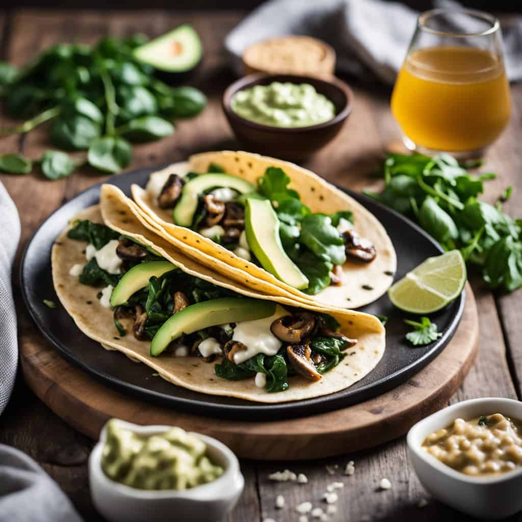 Spinach and Mushroom Tacos