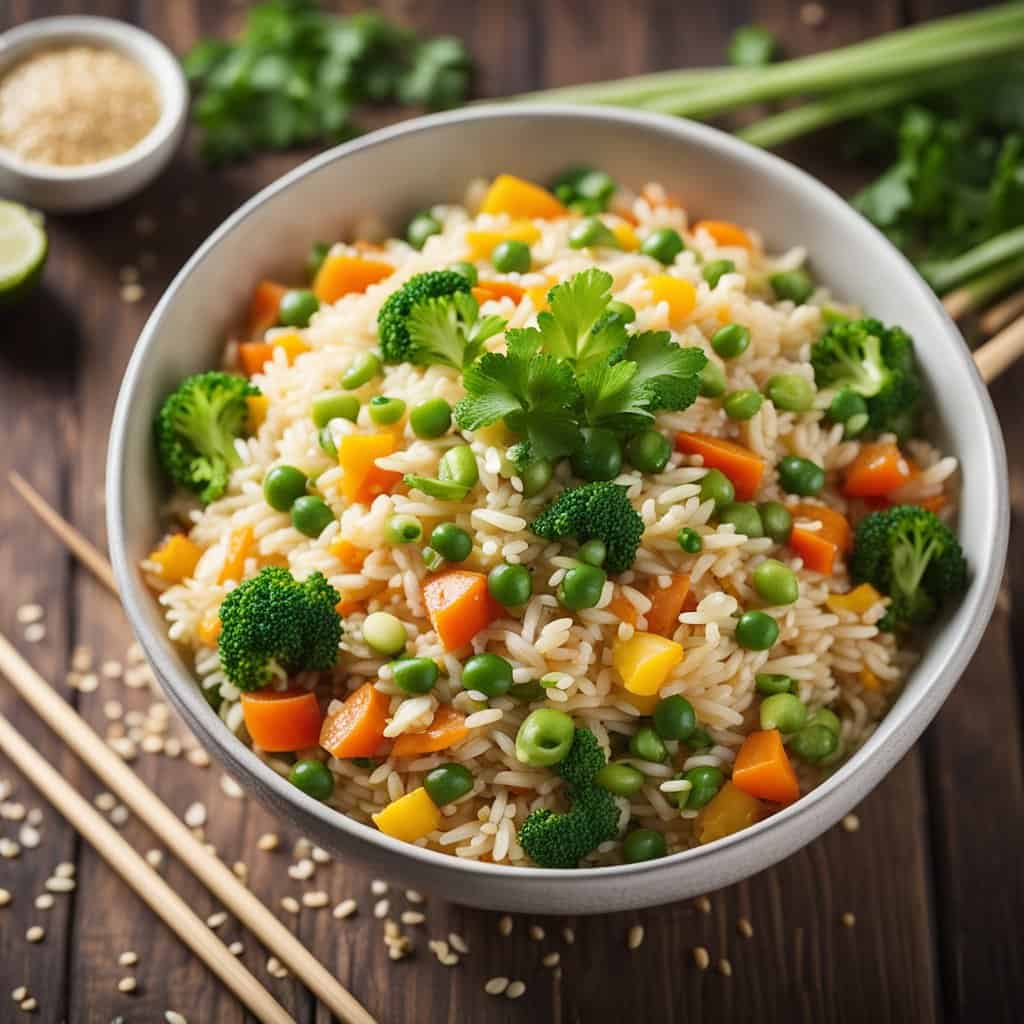 Vibrant bowl of unfried rice from Trader Joes